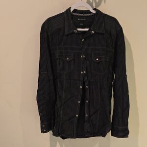 Black Striped Button-Up Shirt INC Brand Detailed